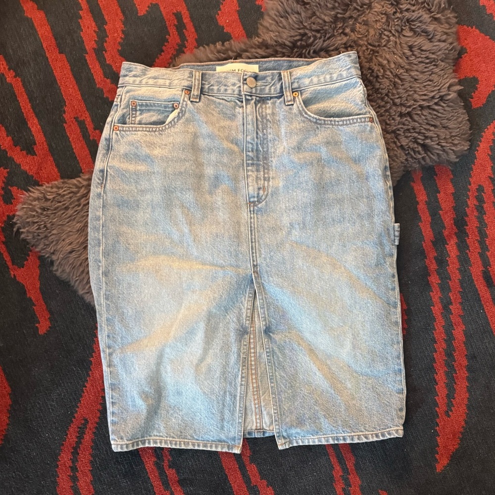 Denim Forum THE '9OS PENCIL MIDI DENIM SKIRT